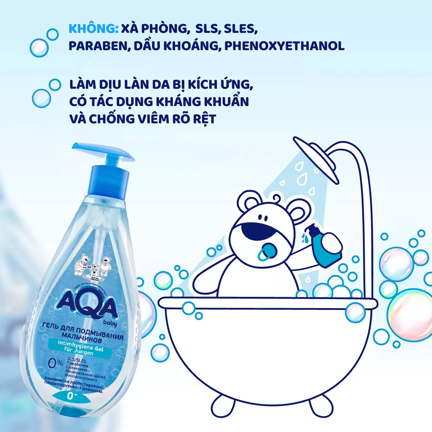 Dung dịch vệ sinh cho bé trai (Từ 0 tuổi) - AQA Baby 250ml