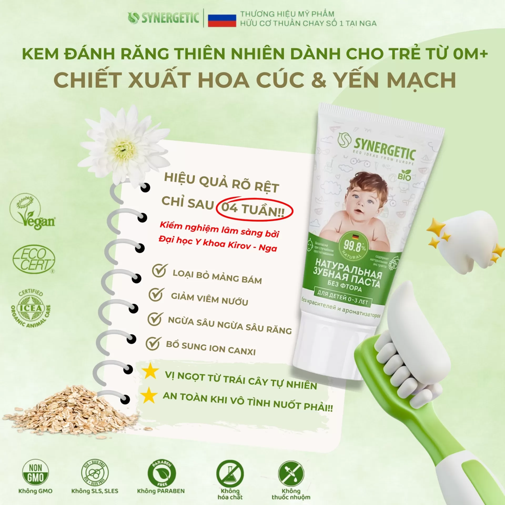 Trắng lưỡi – Hôi miệng – Viêm nướu ở trẻ sơ sinh: Mẹ mệt mỏi nhưng chẳng dám dùng gì vì sợ hóa chất?