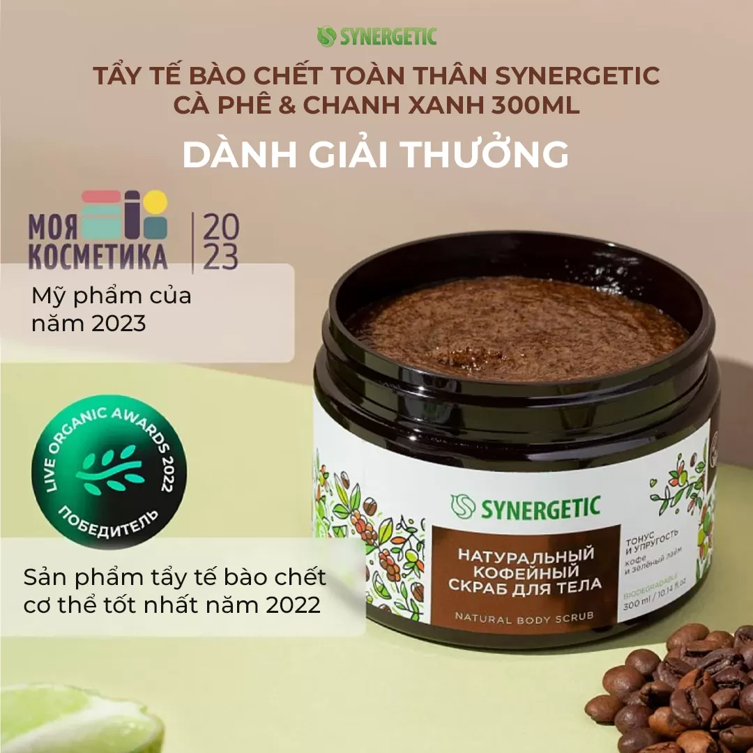 TẨY TẾ BÀO CHẾT TOÀN THÂN THUẦN CHAY SYNERGETIC  CÀ PHÊ & CHANH XANH 300ML